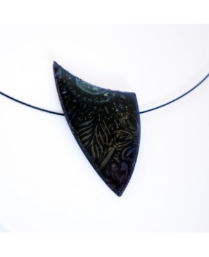 Black pendant with metallic reflections. Polymer clay pendants