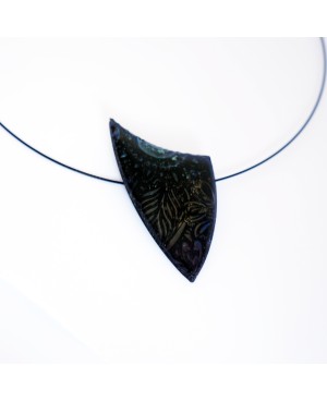 Black pendant with metallic reflections. Polymer clay pendants