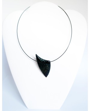 Black pendant with metallic reflections. Polymer clay pendants
