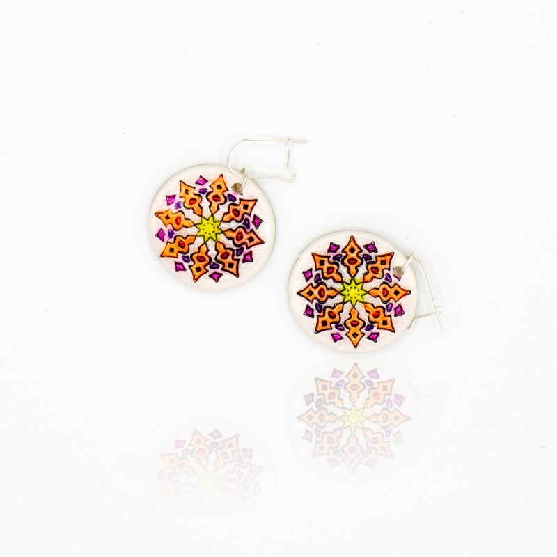 Orange mandala earrings.