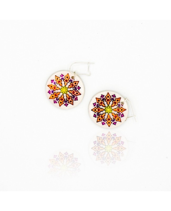 Orange mandala earrings.