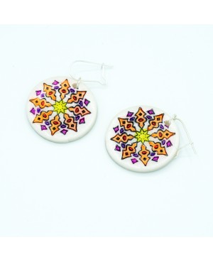 Boucles d'oreilles mandalas oranges Boucles d'oreilles artisanales (fait-main)