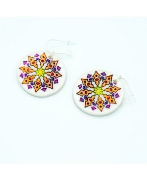 Boucles d'oreilles mandalas oranges Boucles d'oreilles artisanales (fait-main)