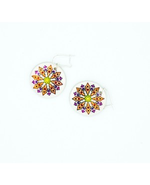 Boucles d'oreilles mandalas oranges Boucles d'oreilles artisanales (fait-main)
