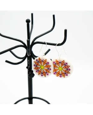 Boucles d'oreilles mandalas oranges Boucles d'oreilles artisanales (fait-main)