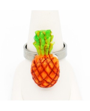 Adjustable pineapple ring Quirky and polymer clay rings