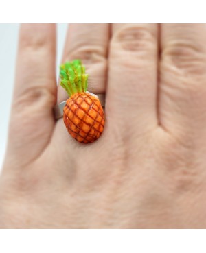 Adjustable pineapple ring Quirky and polymer clay rings