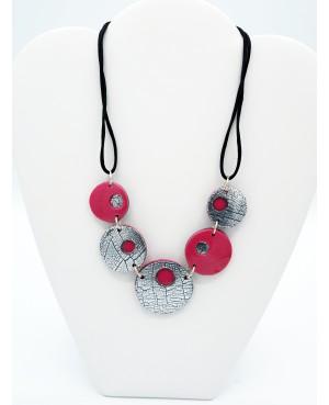 Collier rose et argent craquelé Colliers ras-le-cou