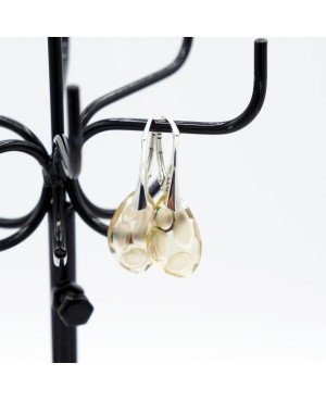 Boucles d'oreilles beiges en cristal de Swarovski et argent Boucles d'oreilles en perles et cristal