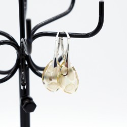 Boucles d'oreilles beiges en cristal de Swarovski et argent
