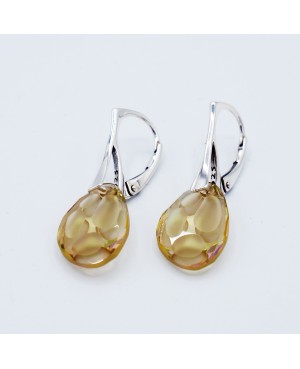 Beige Swarovski Crystal and Silver Earrings Crystal and beaded earrings