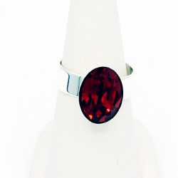 Dark Red Oval Solitaire Ring