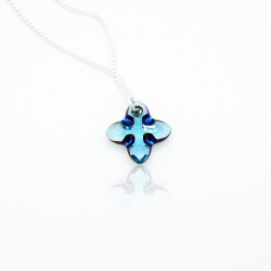 Blue tribal cross pendant