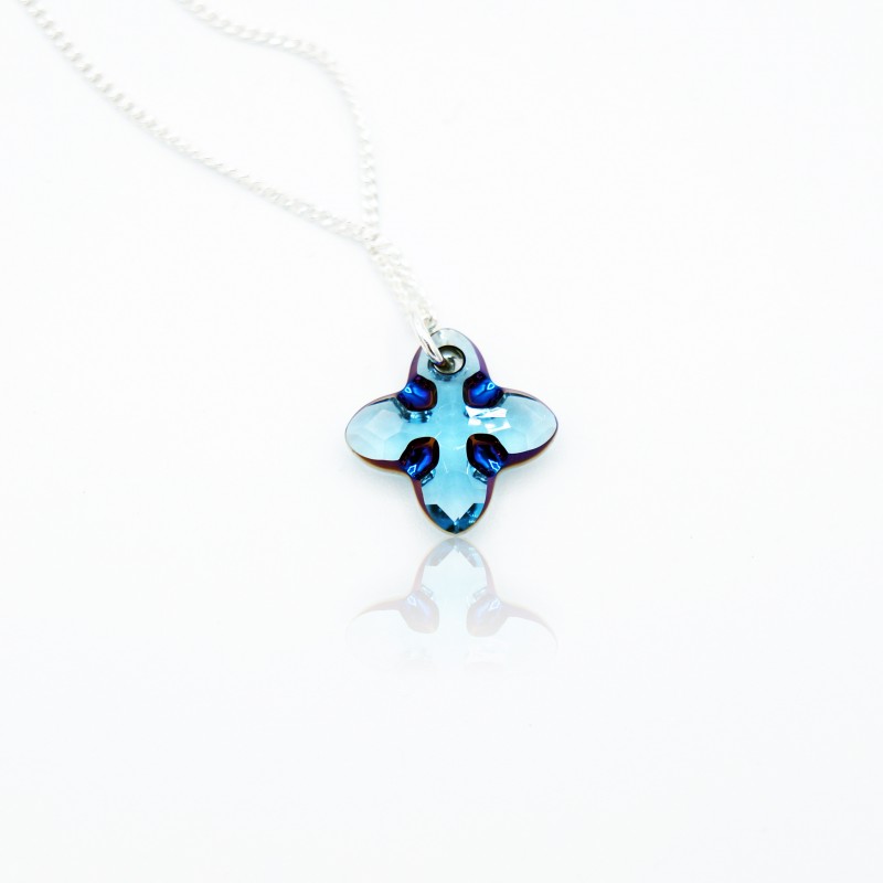 Blue tribal cross pendant