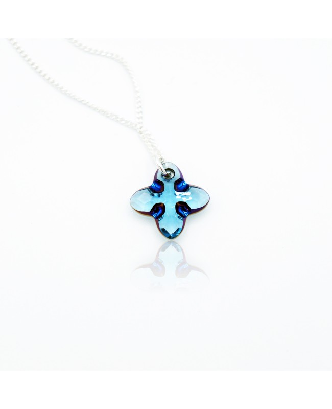 Blue tribal cross pendant