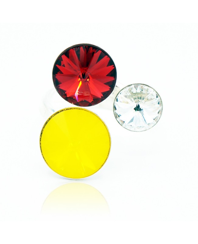 Yellow, red, and white trio ring