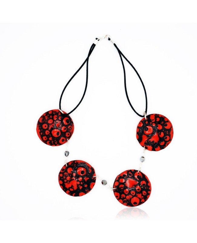 Collier globules rouge et noir