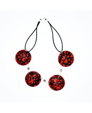 Collier globules rouge et noir Colliers mi-longs