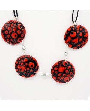 Red and black bead necklace Mid-length necklaces