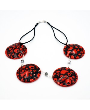 Red and black bead necklace Mid-length necklaces
