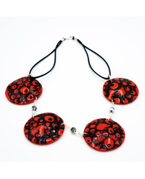 Red and black bead necklace Mid-length necklaces
