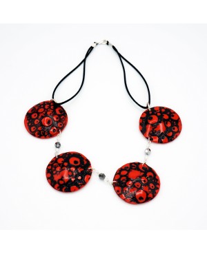 Red and black bead necklace Mid-length necklaces
