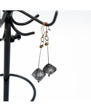 Sparkling gray/black stud earrings Handcrafted earrings