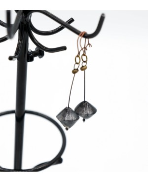 Sparkling gray/black stud earrings Handcrafted earrings