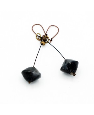 Boucles d'oreilles toupies - gris/noir pailleté Boucles d'oreilles artisanales (fait-main)