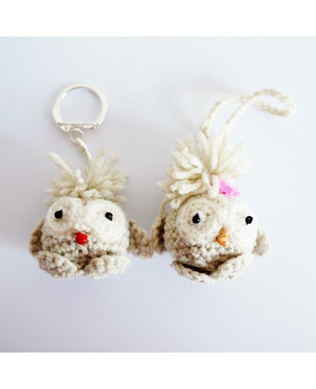 Bijou de sac et porte-clé petit hibou et chouette