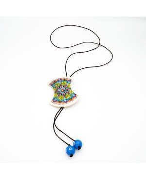 Collier mandala multicolore avec perles bleues Sautoirs ou colliers longs