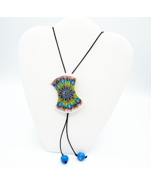 Multicolored Mandala Necklace with Blue Beads Chains or long necklaces