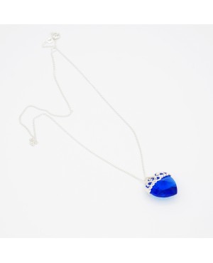 Blue Heart Pendant with Silver Chain Heart pendants