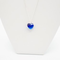 Blue Heart Pendant with Silver Chain