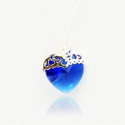 Pendentif coeur bleu avec chaîne en argent