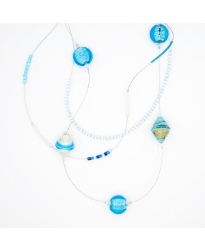 Collier mi-long bleu Colliers mi-longs