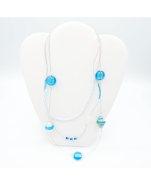 Collier mi-long bleu Colliers mi-longs