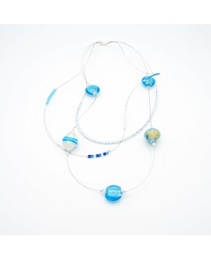 Collier mi-long bleu Colliers mi-longs