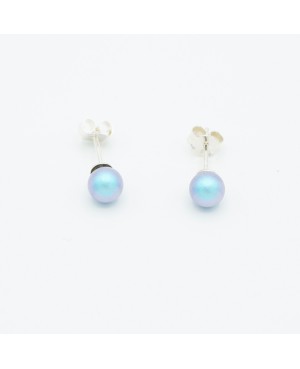 Iridescent Blue Round Pearl Stud Earrings Stud earrings or ear studs