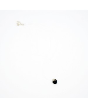 A small black heart pendant with a nylon cord Heart pendants