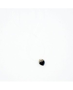A small black heart pendant with a nylon cord Heart pendants