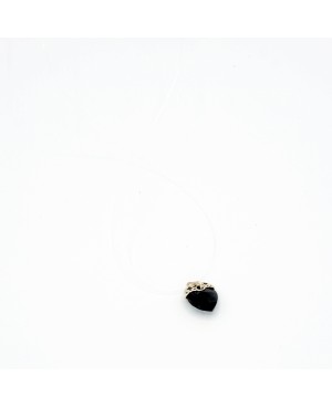A small black heart pendant with a nylon cord Heart pendants
