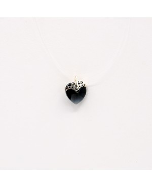 A small black heart pendant with a nylon cord Heart pendants