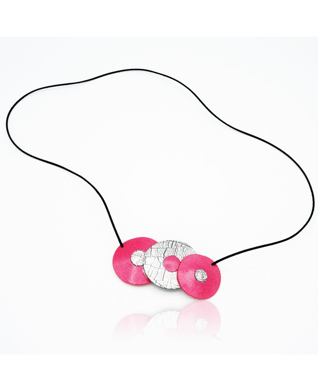 Collier long argent et rose