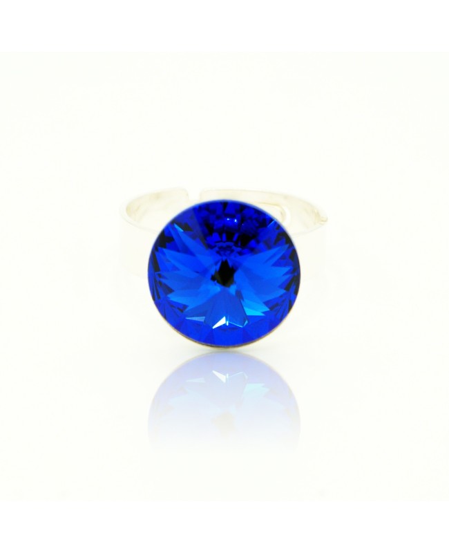 Bague solitaire bleu vif