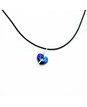 Collier coeur bleu avec des reflets violets Pendentifs coeur