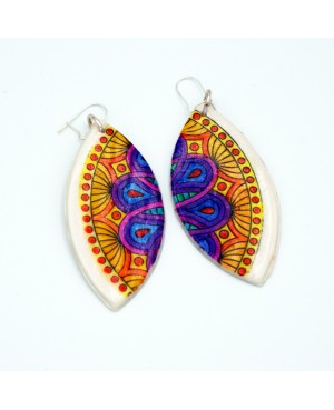 Grandes boucles d'oreilles mandalas multicolores Boucles d'oreilles artisanales (fait-main)