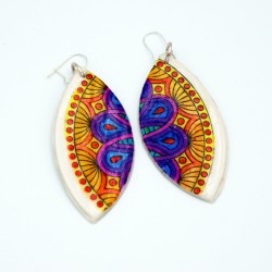 Large multicolored mandala earrings