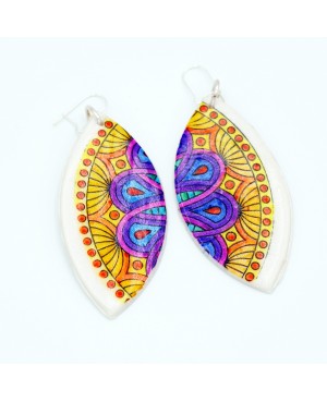 Grandes boucles d'oreilles mandalas multicolores Boucles d'oreilles artisanales (fait-main)