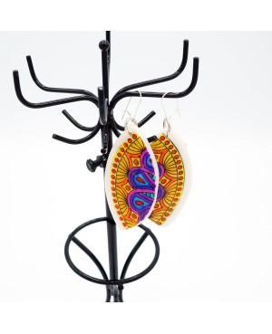 Large multicolored mandala earrings Handcrafted earrings